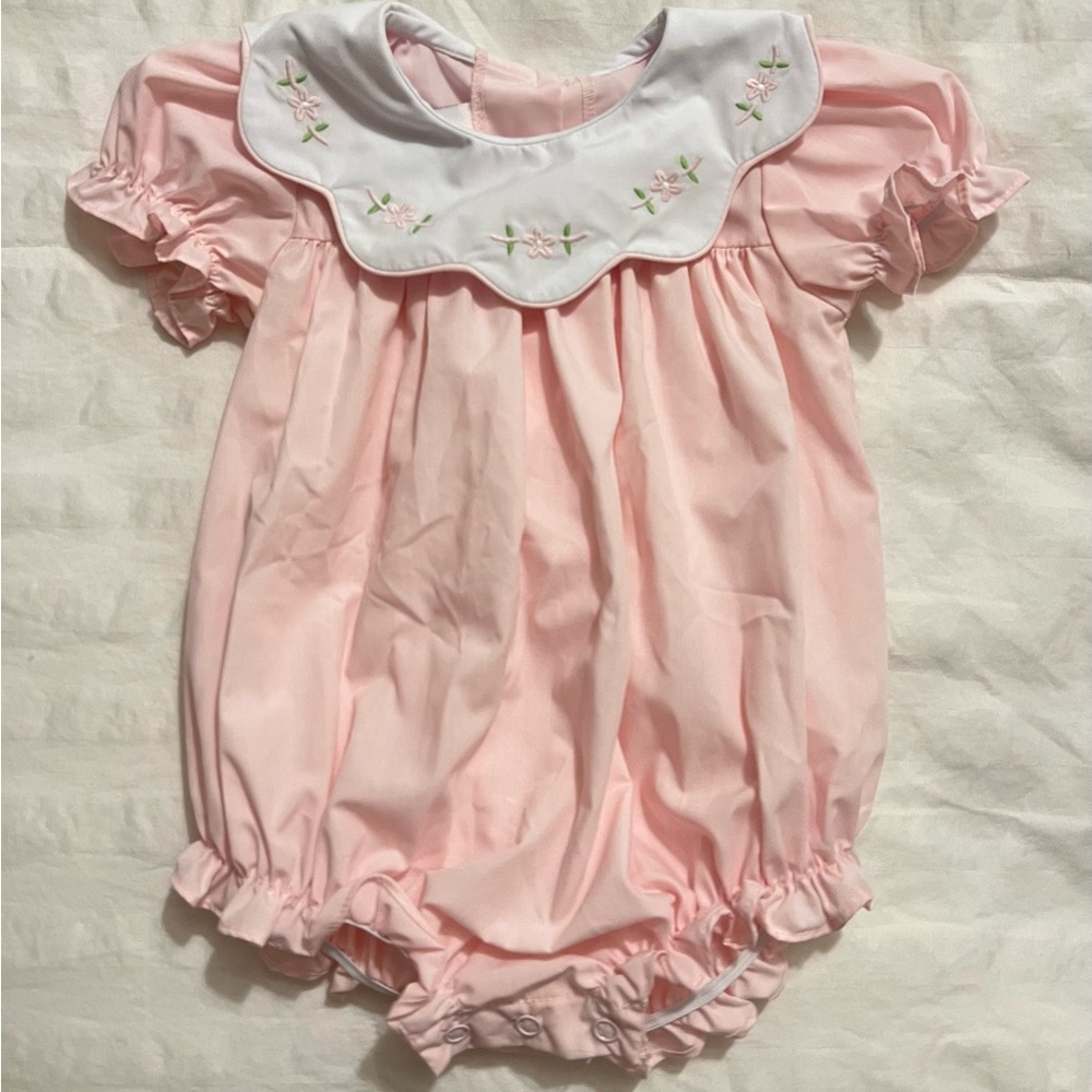 The Southern Smocked Company Pink Baby Romper